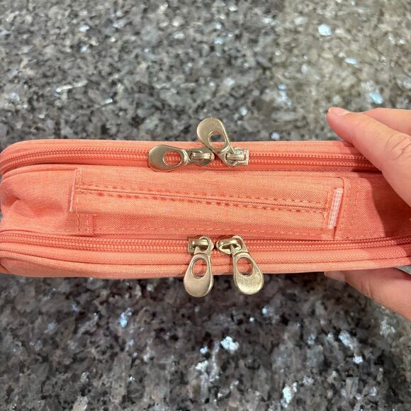 Child Puff Coral Pink Zipper Organizer Case with Handle - Picture 5 of 7